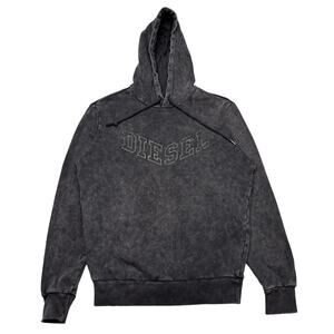 Diesel Dark Gray Washed Logo Hoodie 21x26 Streetwear Y2K